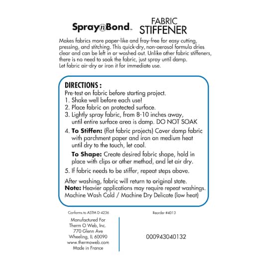 7oz. Therm O Web SpraynBond™ Heat-Bonded Fabric Stiffener
